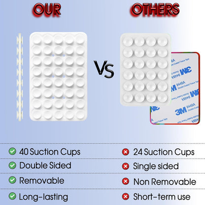 Double Sided Silicone Suction Cup Phone Mount Case for Selfies and Videos - Attach to Glass, Mirrors, Kitchen, Bathroom Sticky Grip for Iphone and Android - 3.97 Inches, White